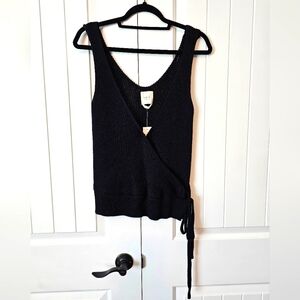 Francesca Black Knit Wrap Top